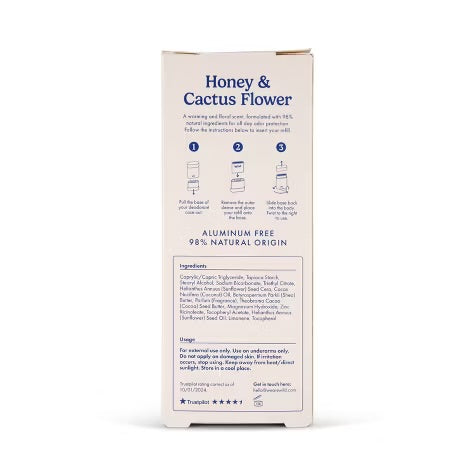 Wild Cosmetics Cream Deodorant Refill - Honey & Cactus Flower with Bee Case - Aluminum-Free 5.29oz