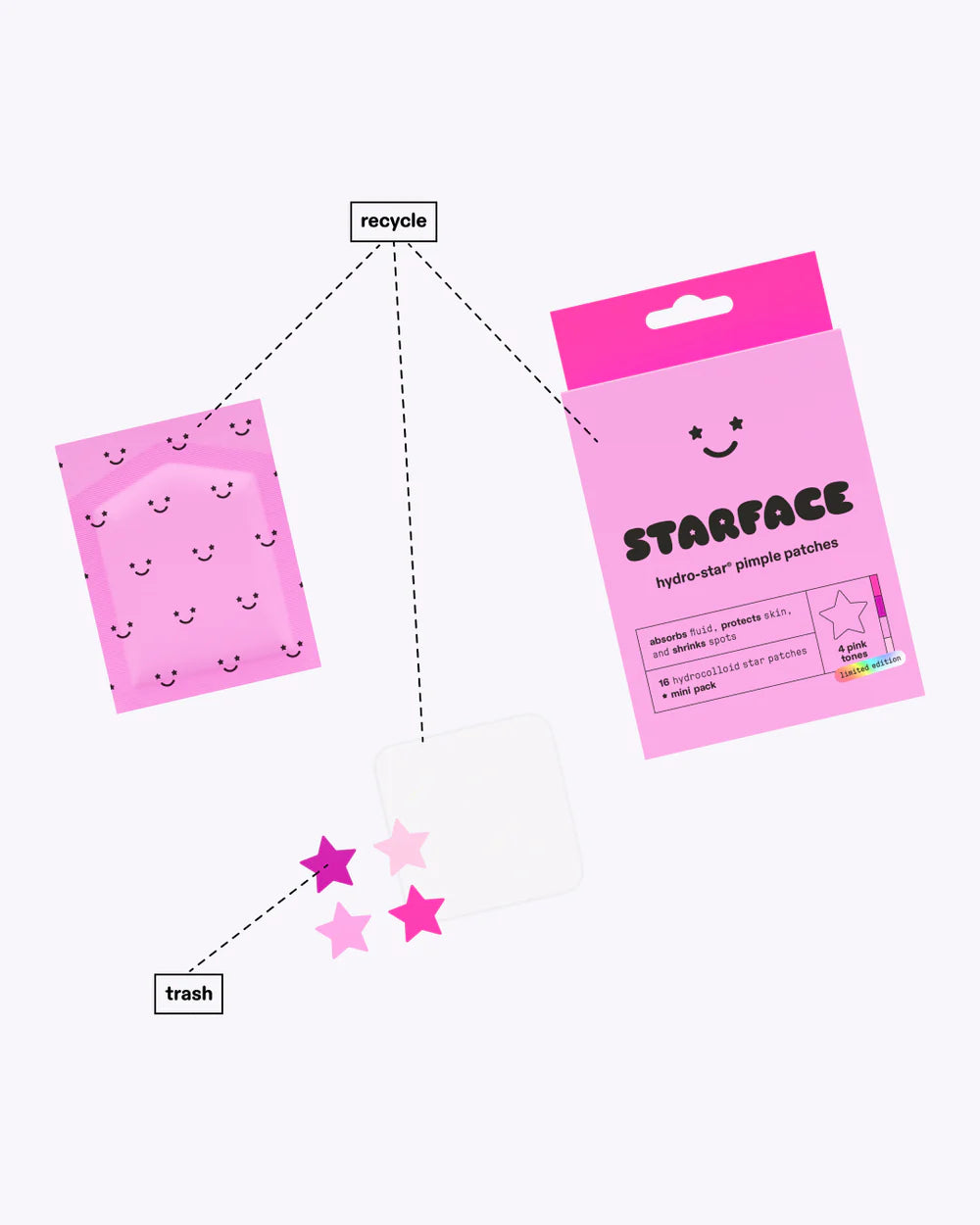Parches starface pink star 16 pz
