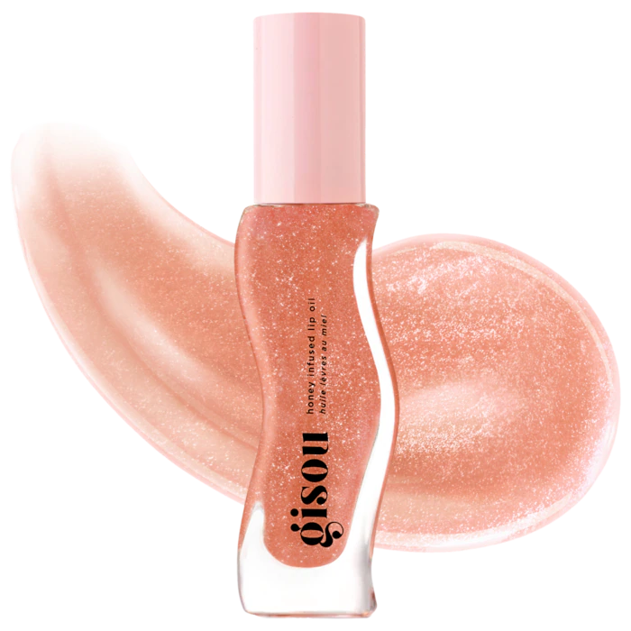 Gisou Honey Infused Hydrating Lip Oil Glazed Plum - sheer nude shimmer PREVENTA