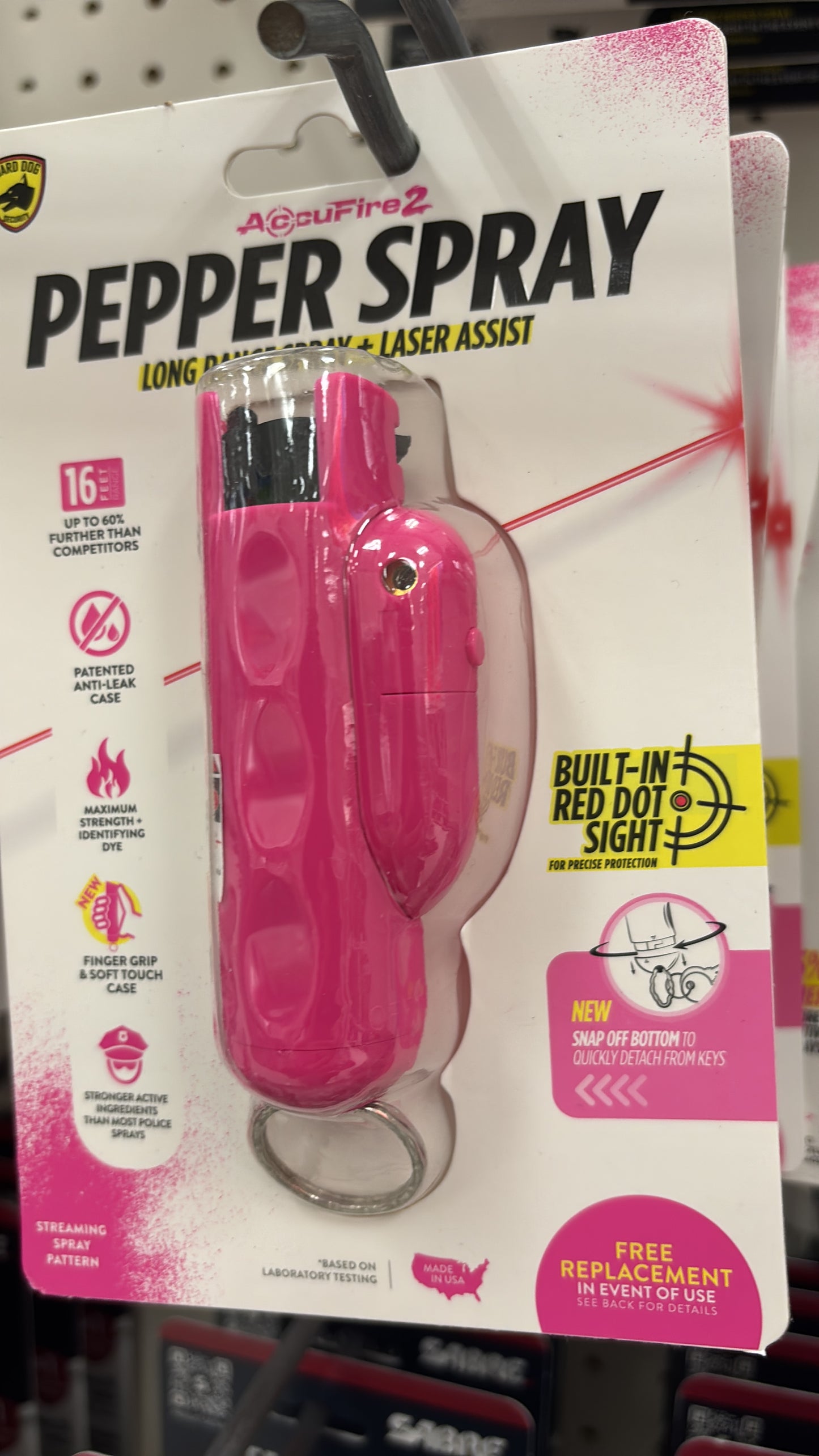 Accu fire II Pepper spray + laser sight assist + snapshot release pink keychain preventa