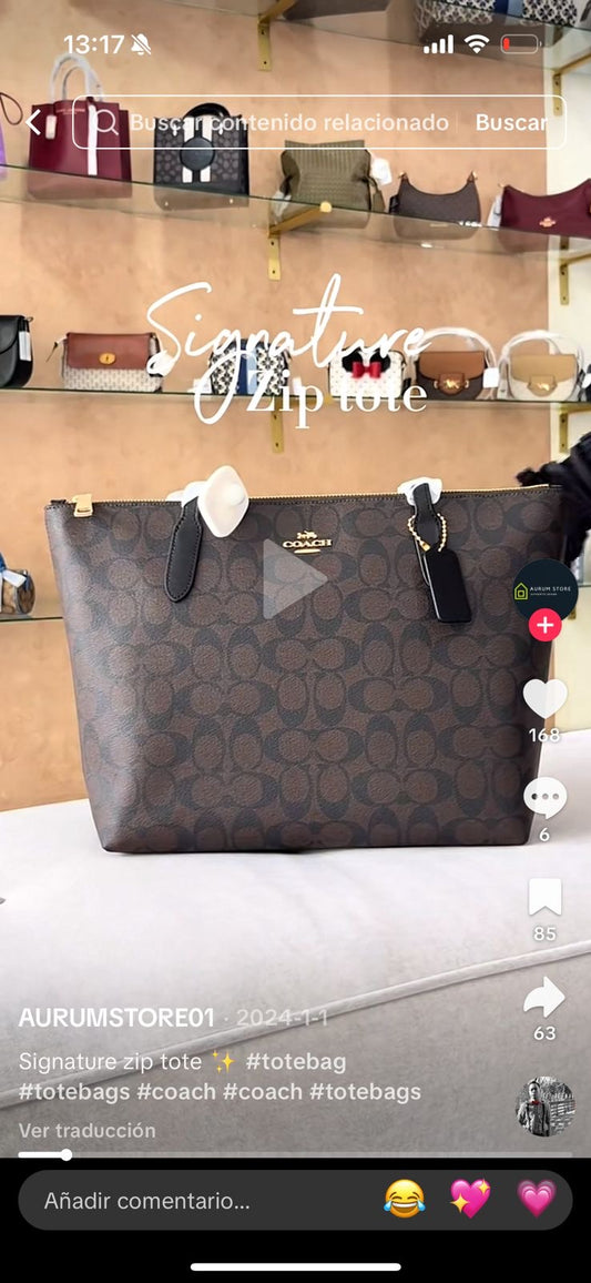Zip tote coach