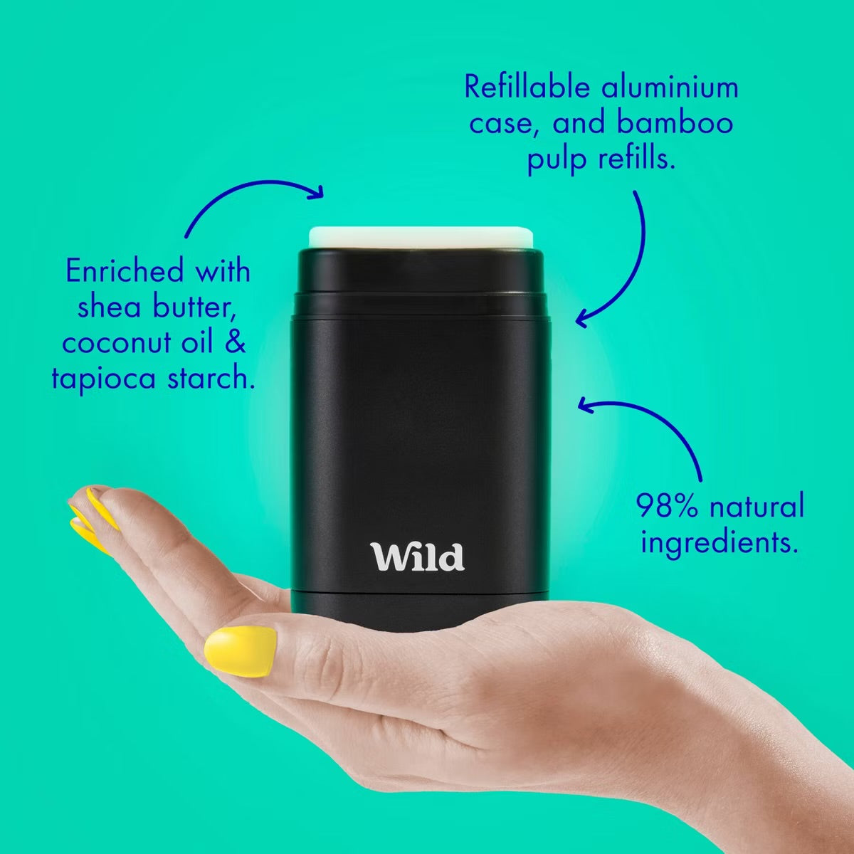 Wild Cosmetics Cream Deodorant Refill - Cherry Blossom with Purple Case - Aluminum-Free 5.29oz preventa