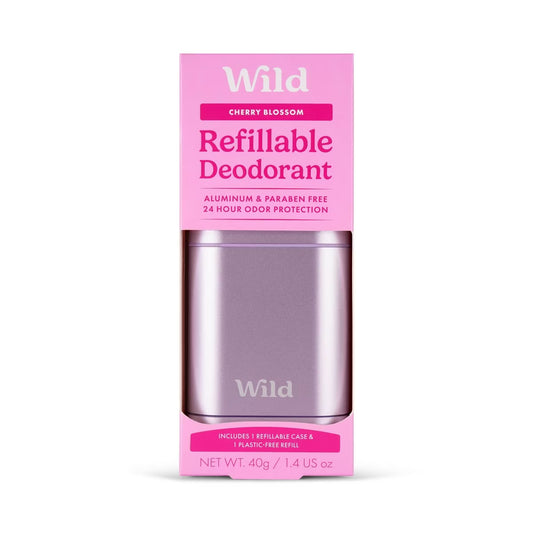 Wild Cosmetics Cream Deodorant Refill - Cherry Blossom with Purple Case - Aluminum-Free 5.29oz preventa
