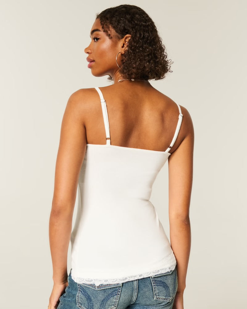 Camiseta de tirantes con ribete de encaje