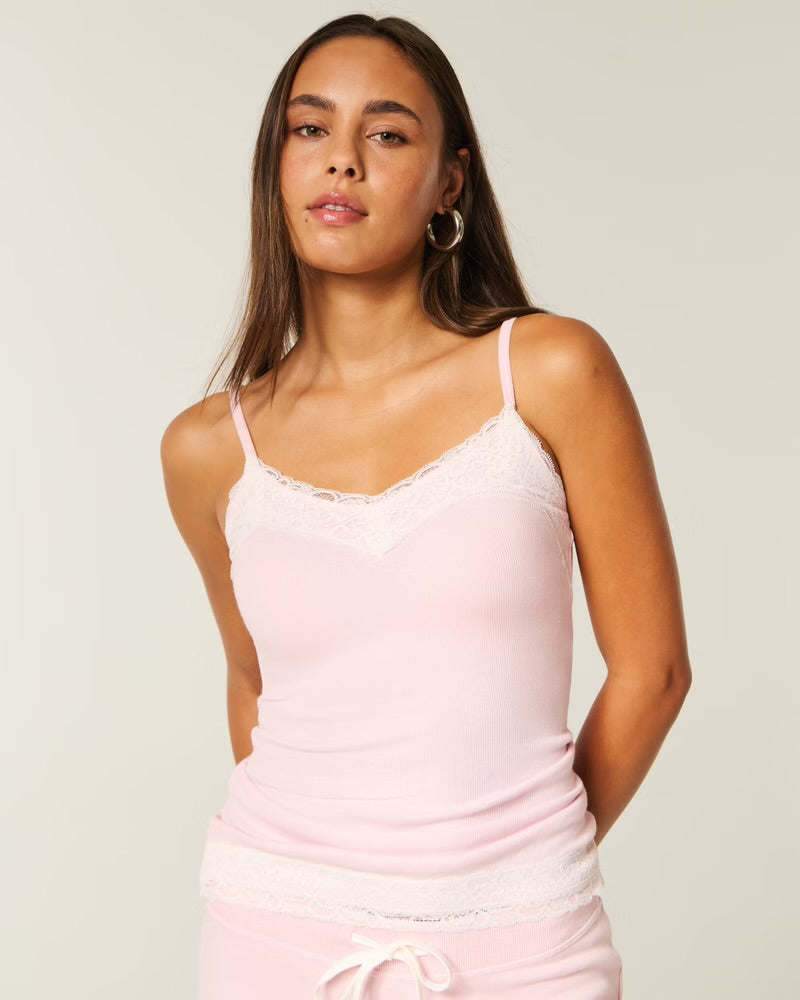 Camiseta de tirantes con ribete de encaje