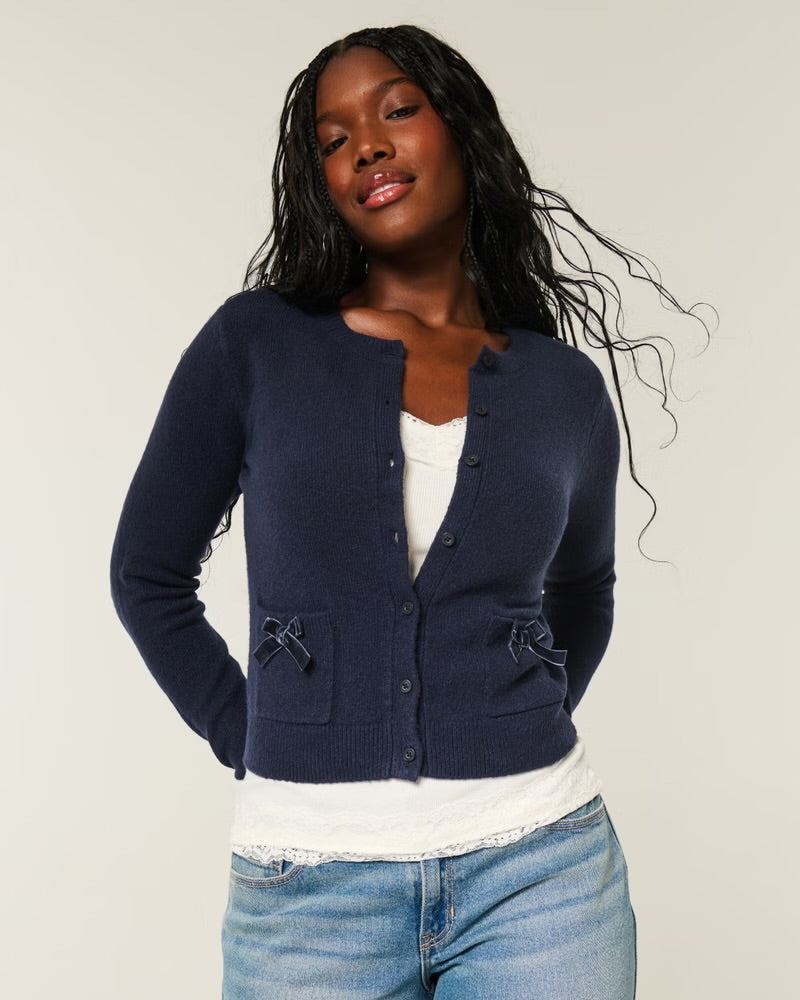 Hollister Comfy Cloud Bow Pocket Cardigan