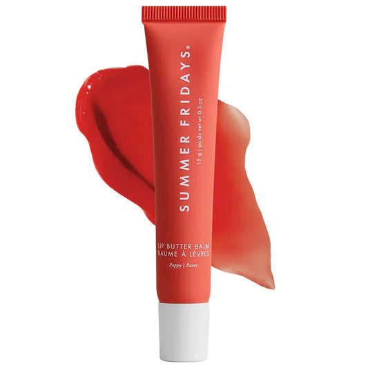 Summer Fridays 
Lip Butter Balm for Hydration & Shine Poppy - sheer citrus coral preventa